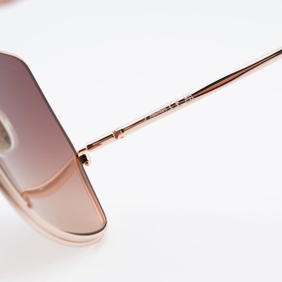 Max Mara Elsa MM0006 28F Sunglasses Rose Gold Geometric Frame, Brown Lenses main image 8